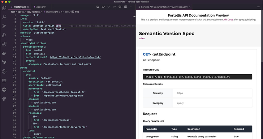 Fortellis Spec Tool in Visual Studio